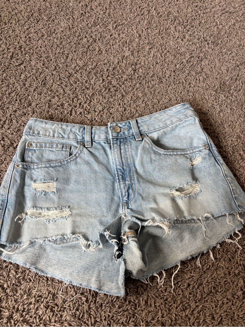 Garage Light Blue Distressed Denim Cutoff Shorts